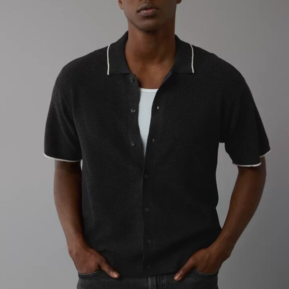 American Eagle Men's Weekend Waffle Button-Up Sweater Polo Shirt Size XL - Picture 1 of 5